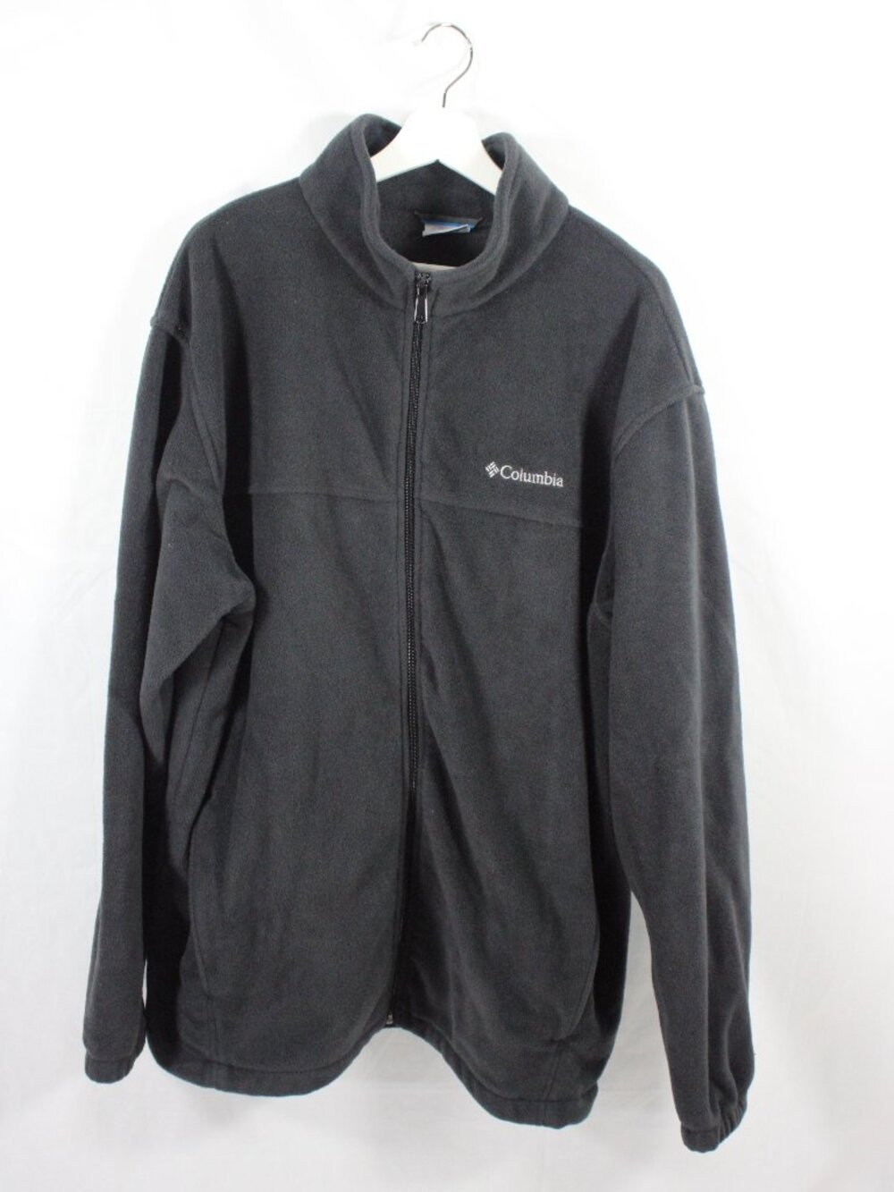 Columbia Fleece Jacket Mens Sz 2XT Black Full Zip Coat Hike Outdoor Warm Pockets